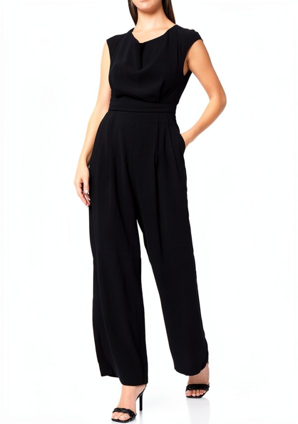 Pantaloni Benetton Donna Viscosa Nero Moda Casual-0