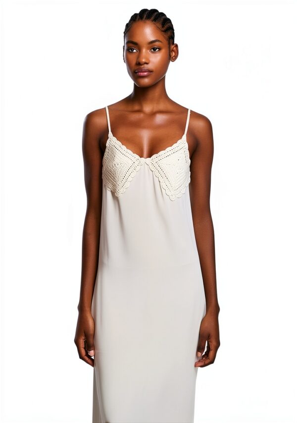 Slip Benetton Donna Viskose Satin Pizzo Applicato-4