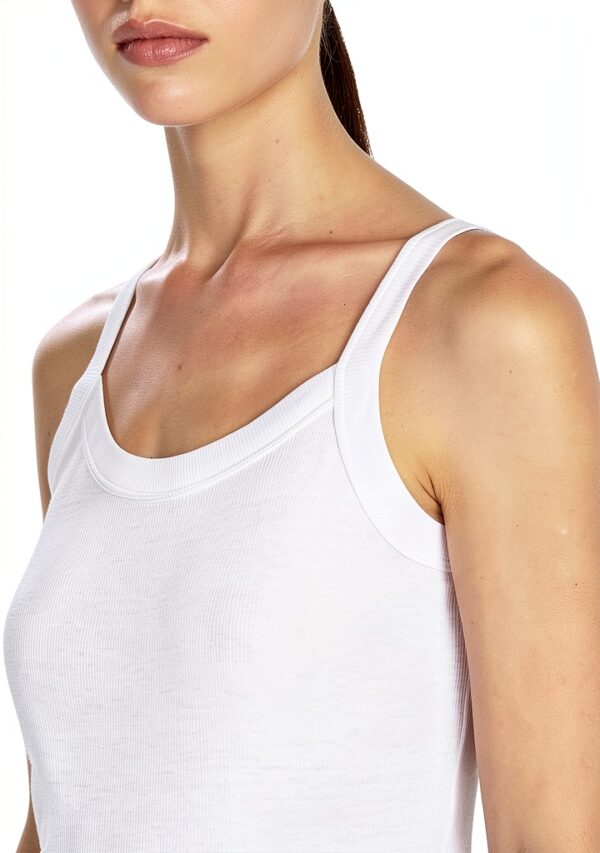 Top a costine Benetton donna spalline sottili aderente-4