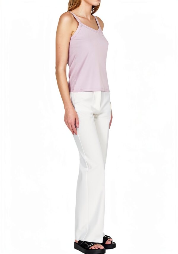 Top a costine Benetton donna spalline sottili aderente-2