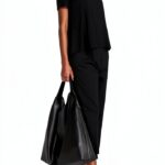 Pantaloni Benetton Donna Nero Cotone Elastan Taglia 38-0