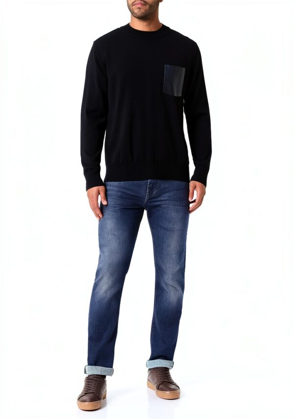 Maglione Uomo Benetton Lana Nero Maglione Largo-1