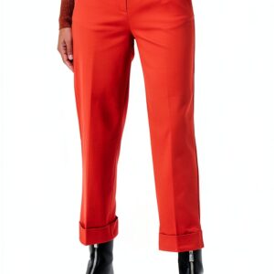 Pantaloni S Benetton Donna Cotone Elastan Rosso Mattone-0