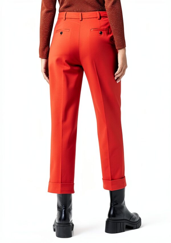 Pantaloni S Benetton Donna Cotone Elastan Rosso Mattone-3