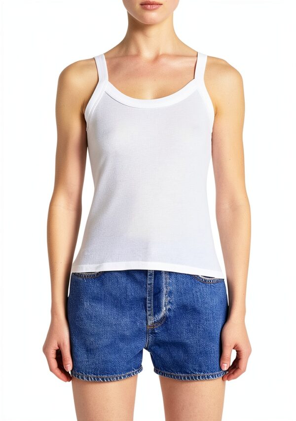 Top a costine Benetton donna spalline sottili aderente-1