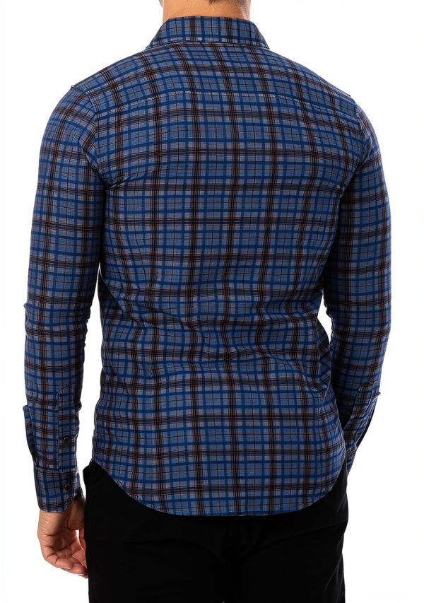 Camicia Uomo Sisley Quadrati Multicolori Slim Fit Cotone-2