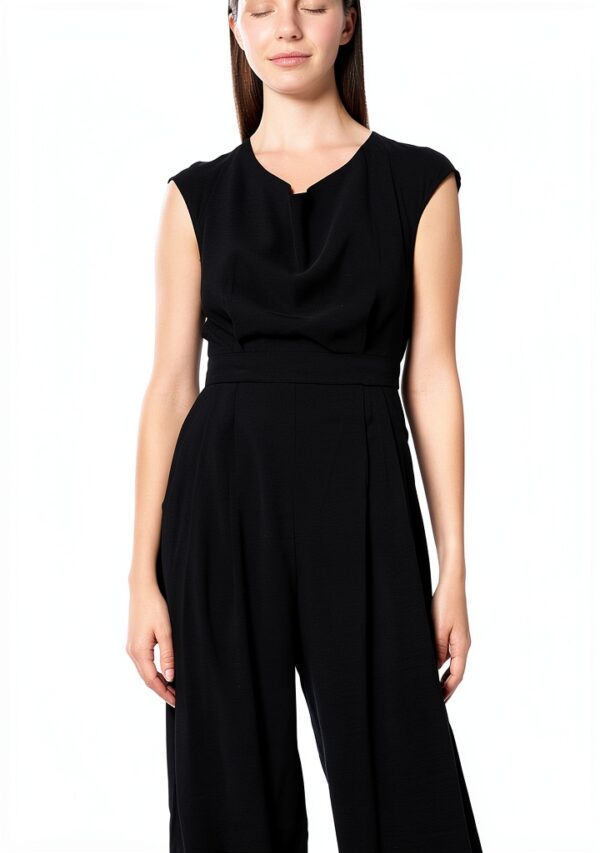 Pantaloni Benetton Donna Viscosa Nero Moda Casual-1