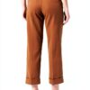 Pantaloni Benetton donna tinta unita piega vita alta-3