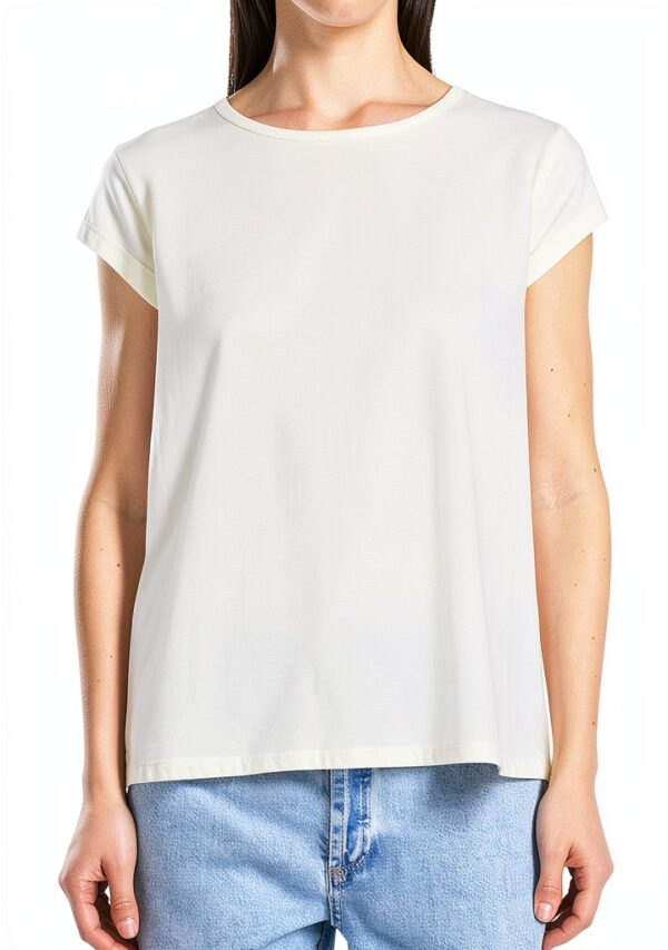 T-shirt Donna Benetton 100% Cotone Colore Beige Taglia S-1