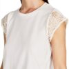 Tshirt Donna Benetton Cotone Girocollo Manica Corta Beige-4