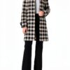 Cappotto Benetton Donna Lana Poliestere Multicolor Black 901-1