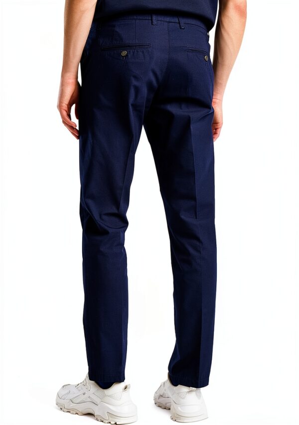 Pantaloni Chino Uomo Cotone Blu Design Moderno Comodo-1