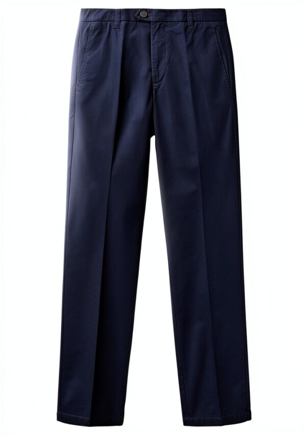 Pantaloni Chino Uomo Cotone Blu Design Moderno Comodo-3