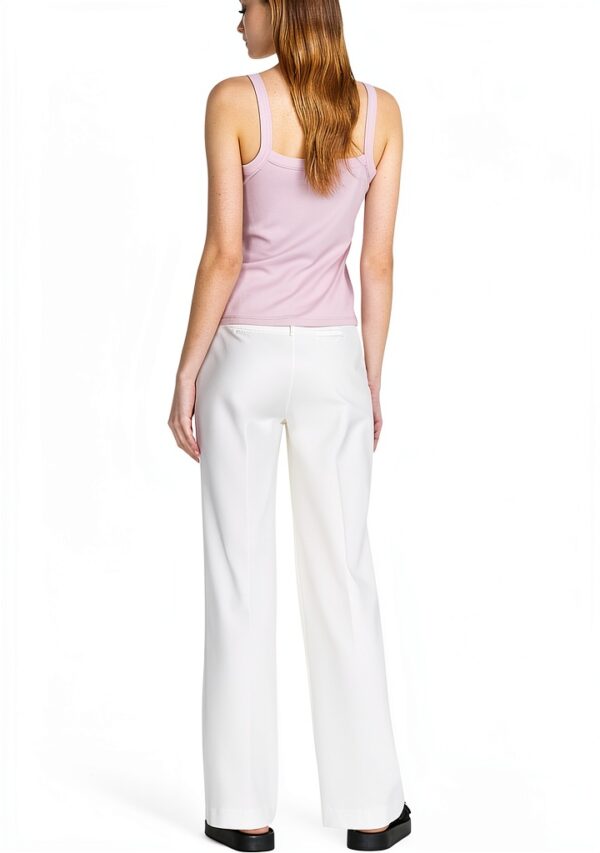 Top a costine Benetton donna spalline sottili aderente-3