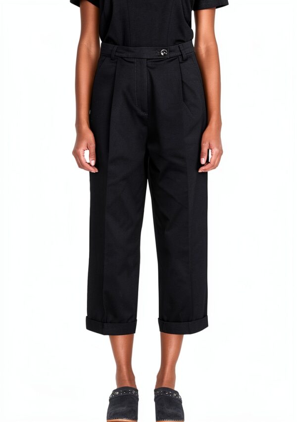 Pantaloni Benetton Donna Nero Cotone Elastan Taglia 38-1