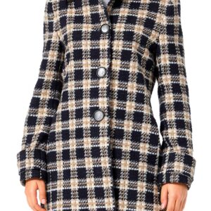 Cappotto Benetton Donna Lana Poliestere Multicolor Black 901-0