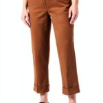 Pantaloni Benetton donna tinta unita piega vita alta-0