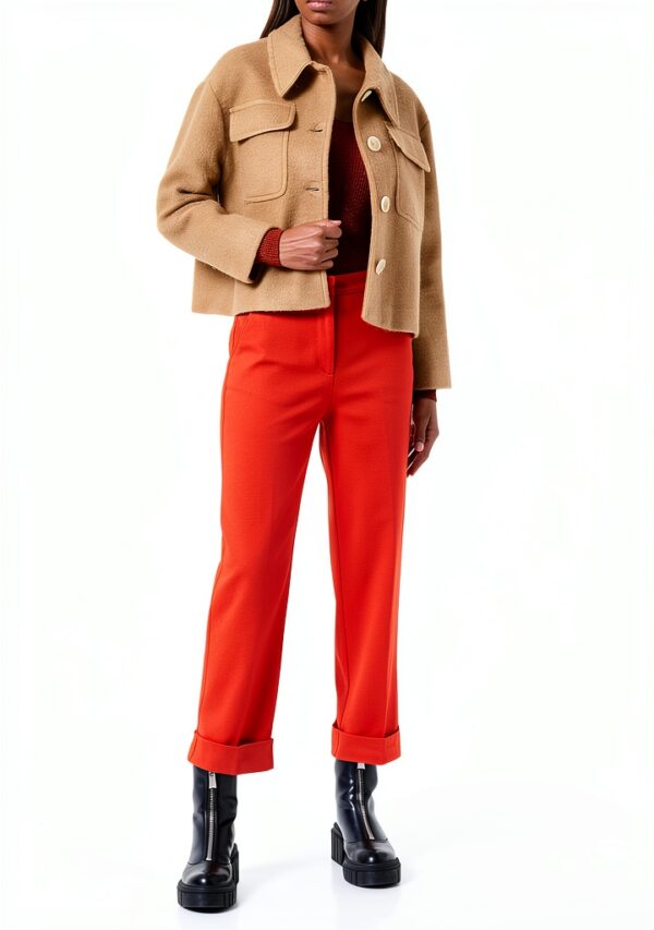 Pantaloni S Benetton Donna Cotone Elastan Rosso Mattone-1