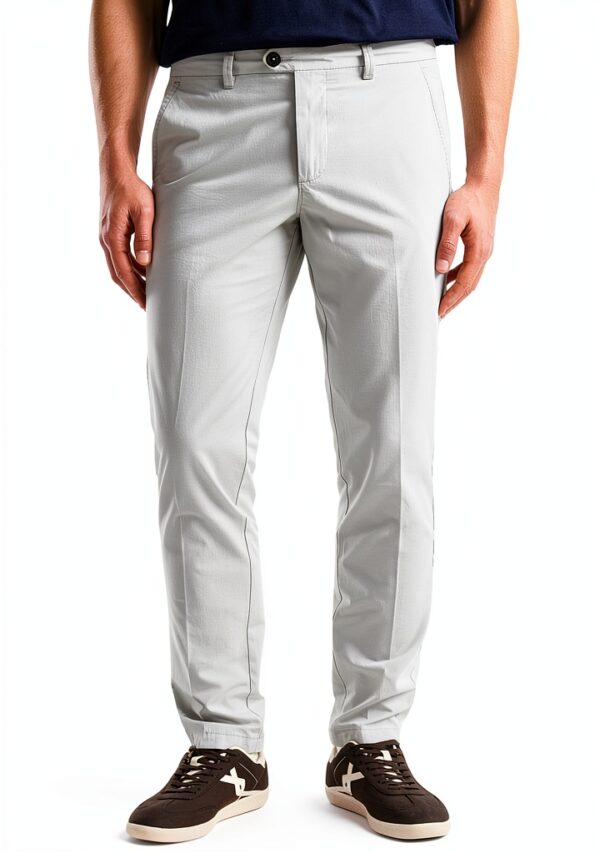 Pantaloni Chino Uomo Cotone Tela Paracadute Grigio-2
