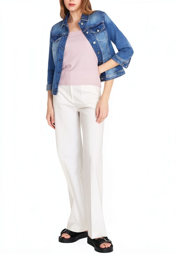 Top a costine Benetton donna spalline sottili aderente-5