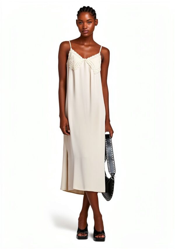 Slip Benetton Donna Viskose Satin Pizzo Applicato-1