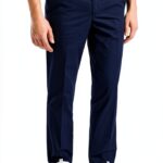 Pantaloni Chino Uomo Cotone Blu Design Moderno Comodo-0