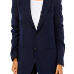 Blazer donna Sisley Blu Navy stampa elegante-0