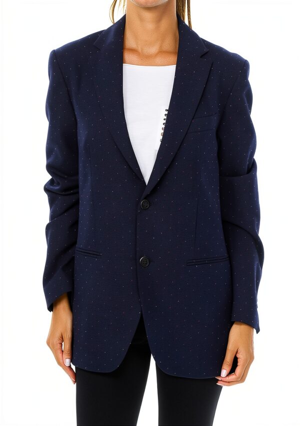 Blazer donna Sisley Blu Navy stampa elegante-0