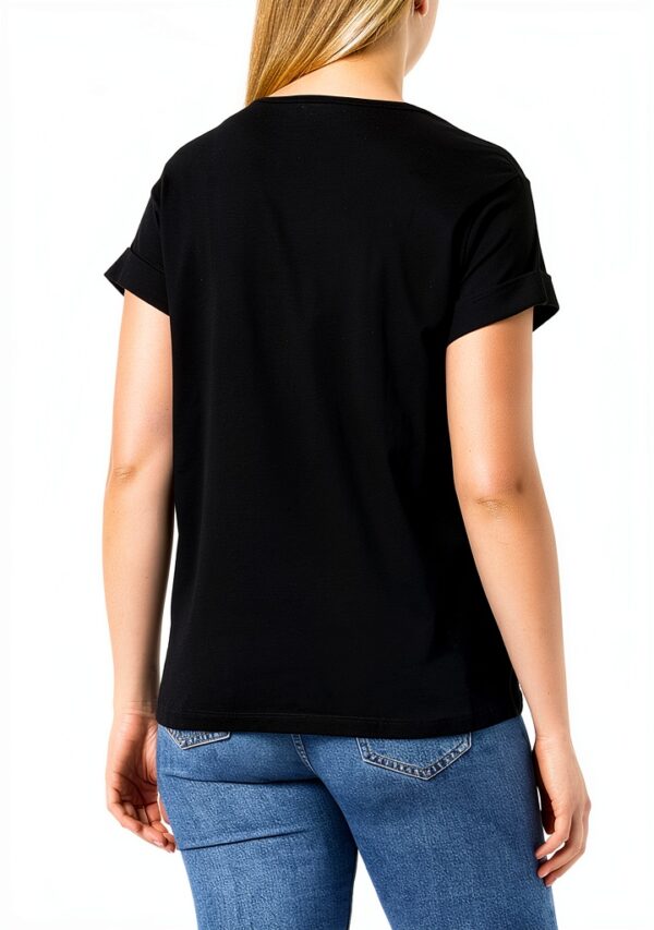T-shirt Benetton donna XS nero stampa contrasto-2